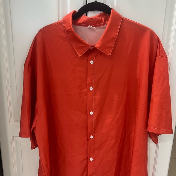 SHEIN men’s button down short sleeve orange shirt size 3XL - Picture 2 of 5